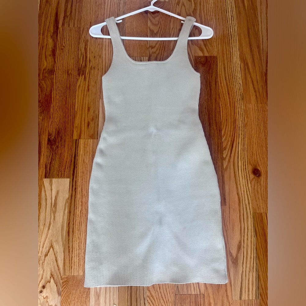 Aritzia Ribbed Tank Mini Dress in Light Beige